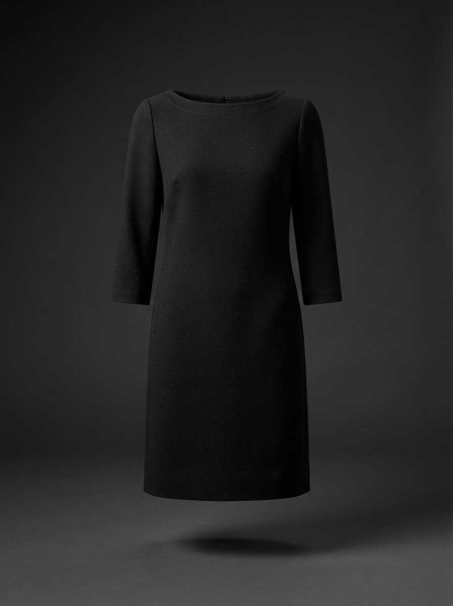 Black Wool Shift Dress