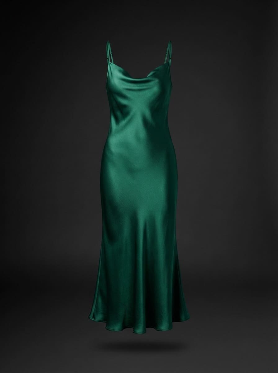 Emerald Satin Slip Dress