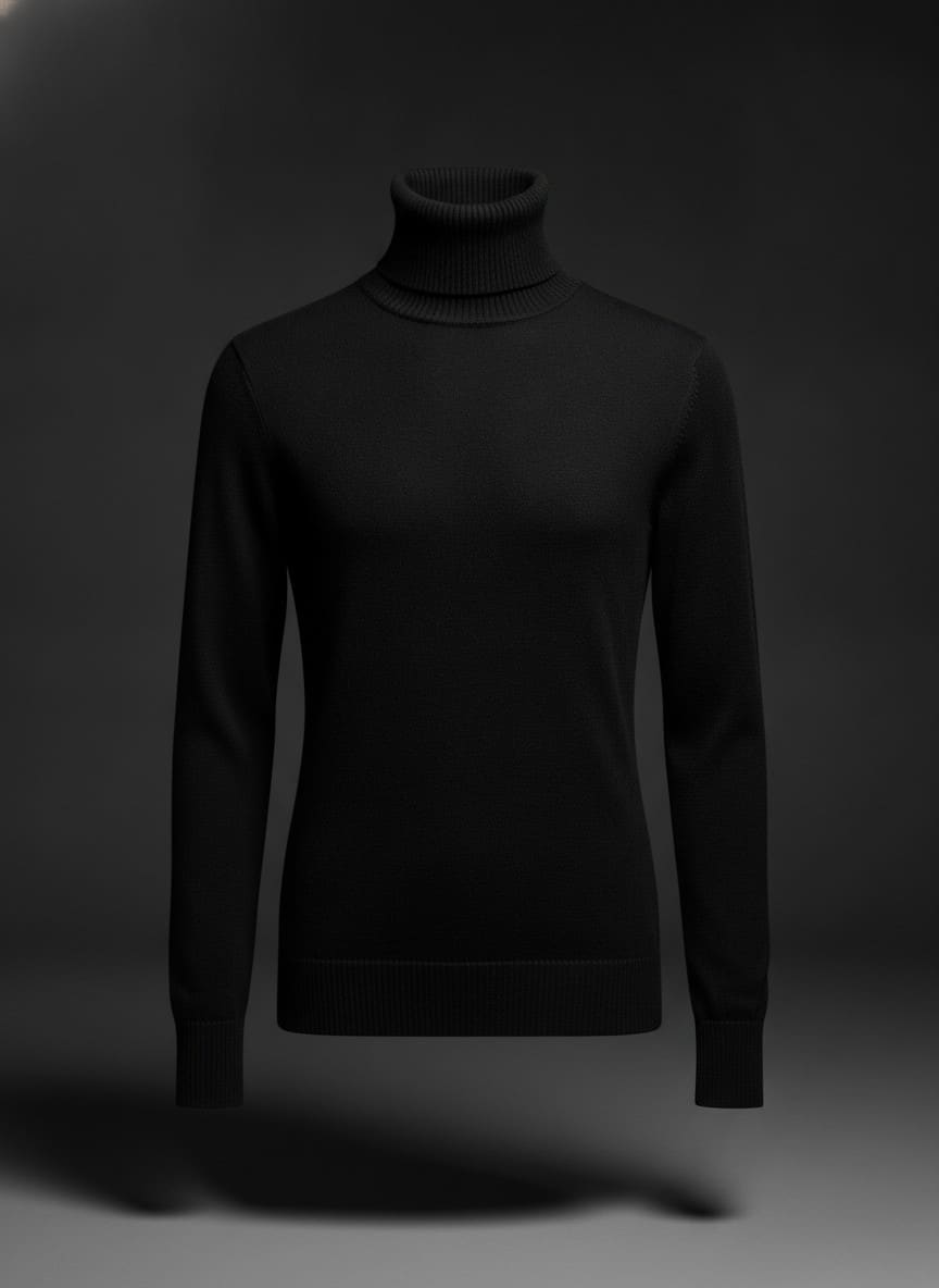 Black Fine-Gauge Turtleneck