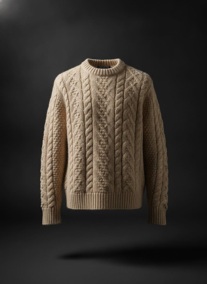 Oatmeal Cable-Knit Sweater