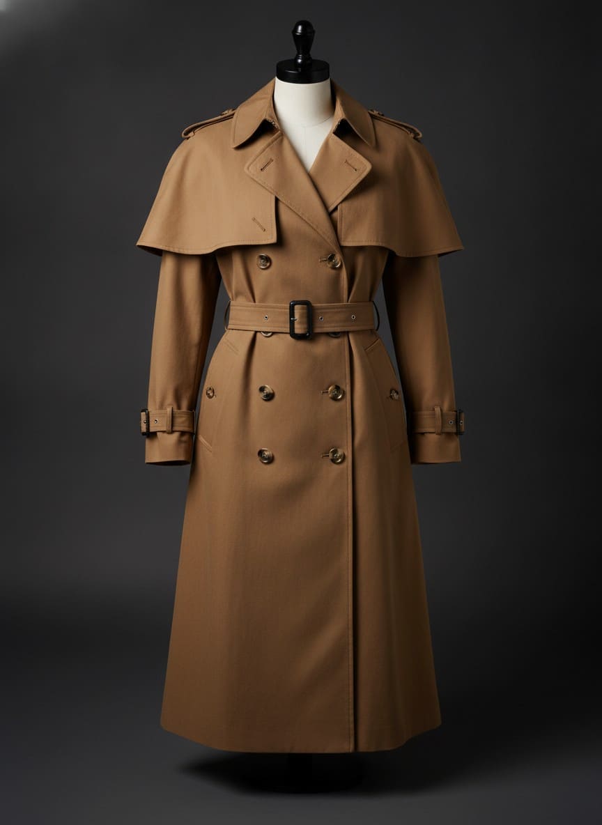 Camel Double-Breasted Trench