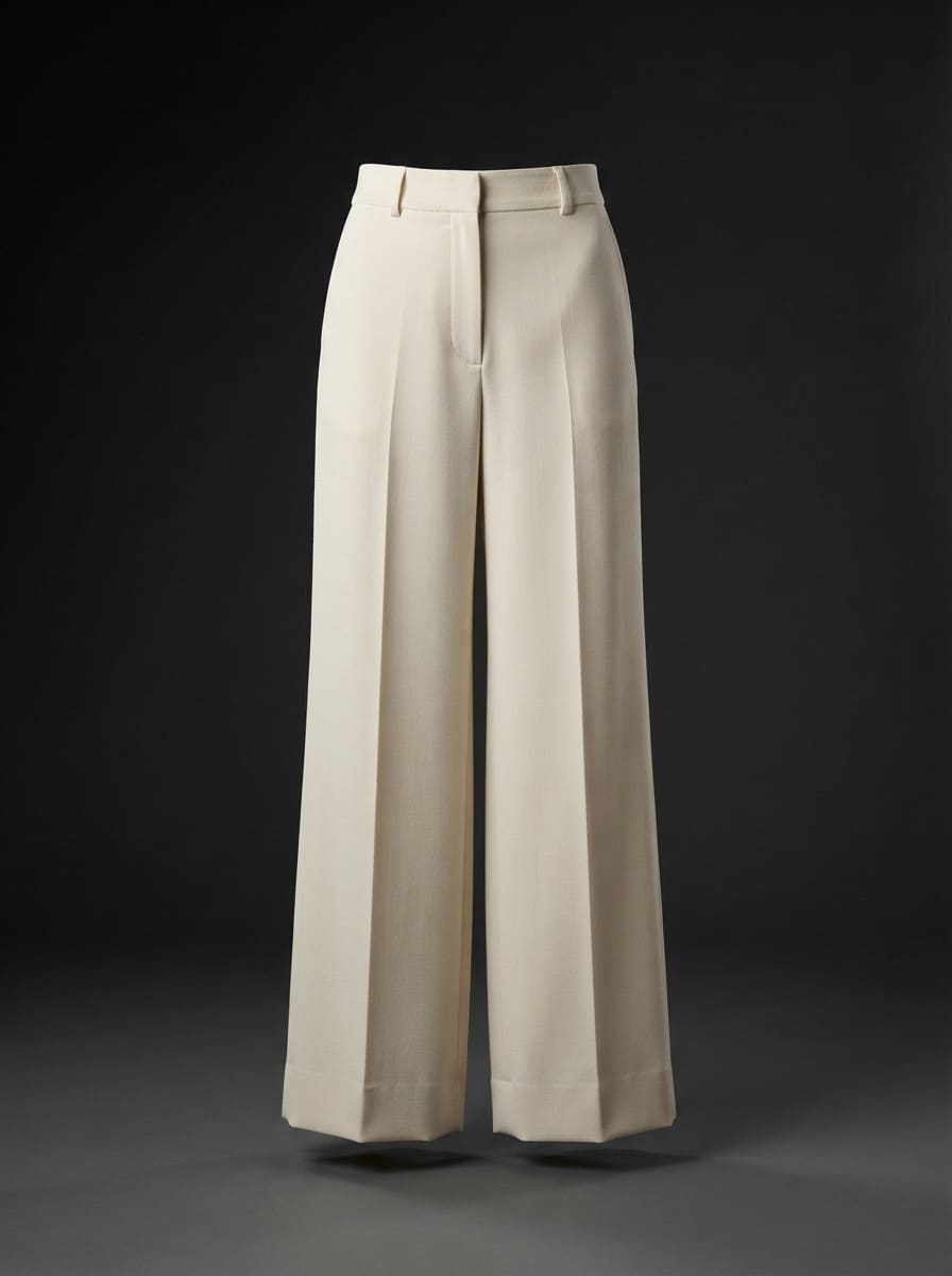 Ecru Wide-Leg Trouser